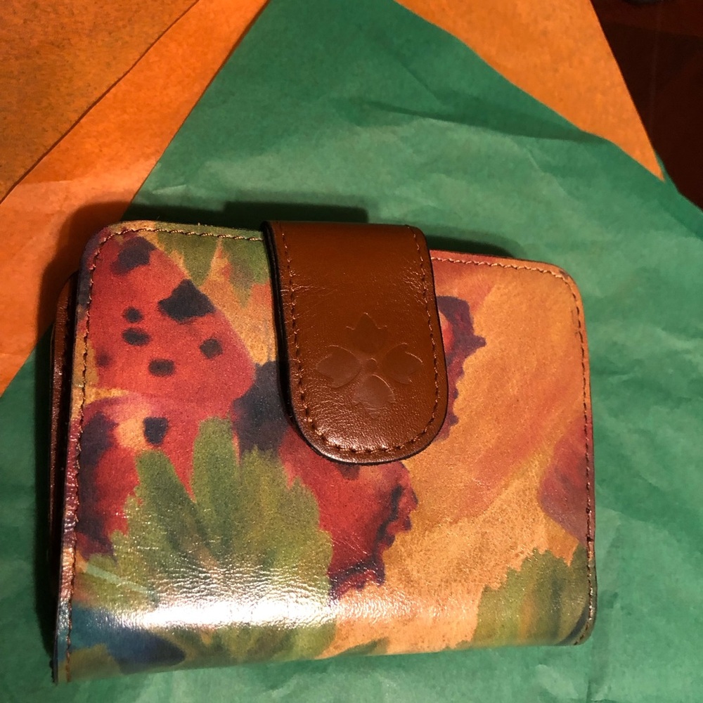 Patricia Nash Multicolor Floral Leather Wallet with Brown Snap
